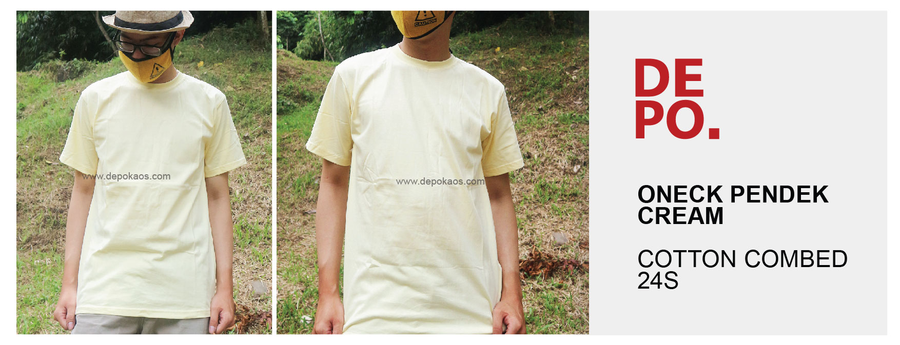 KAOS ONECK PENDEK CREAM
