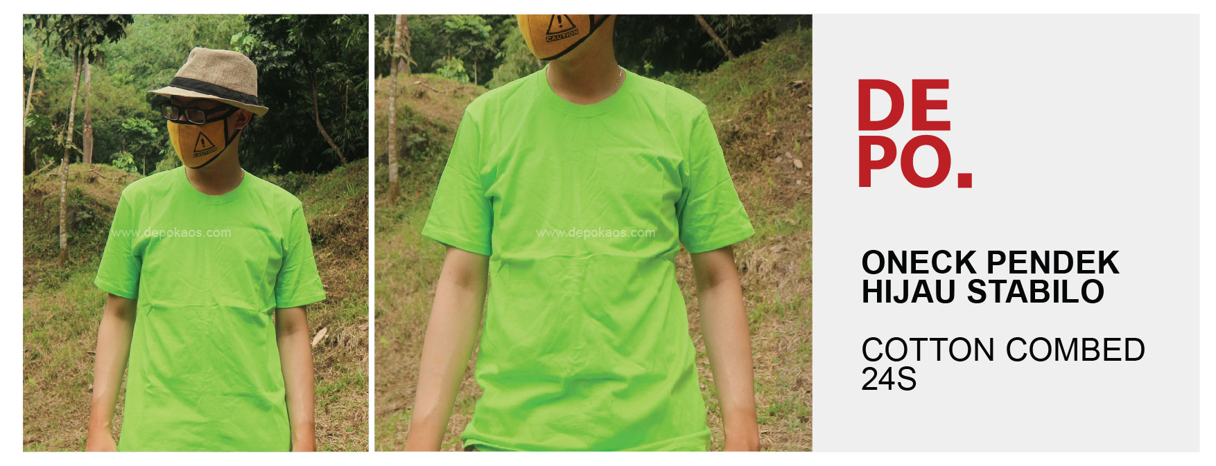 KAOS ONECK PENDEK HIJAU STABILO