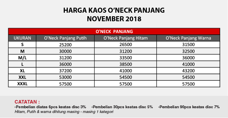 Harga Oneck Panjang Pusat Kaos Polos Sablon Kaos Harga Oneck Panjang Pusat Kaos Polos Sablon Kaos